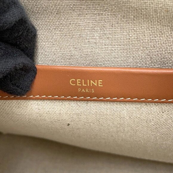 CELINE Small Cabas Thais Tote Bag Size Small Textile/Leather White/Blue 1991 - Picture 14 of 16